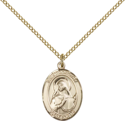 14kt Gold Filled St. Dorothy Pendant with 18 inch Gold Filled Light Curb Chain - Medium