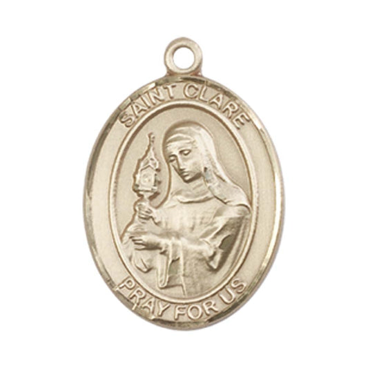 14kt Gold St. Clare of Assisi Medal - Medium