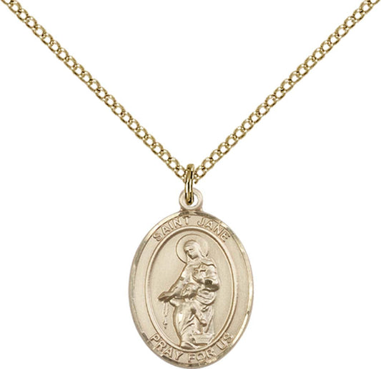 14kt Gold Filled St. Jane of Valois Pendant with 18 inch Gold Filled Light Curb Chain - Medium