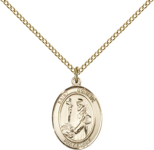 14kt Gold Filled St. Dominic De Guzman Pendant with 18 inch Gold Filled Light Curb Chain - Medium