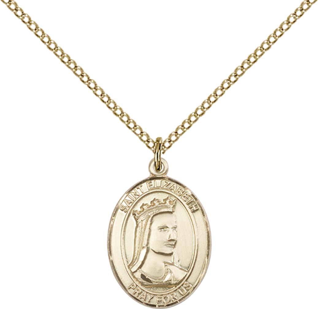 14kt Gold Filled St. Elizabeth of Hungary Pendant with 18 inch Gold Filled Light Curb Chain - Medium