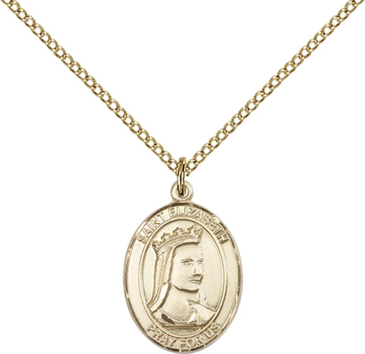 14kt Gold Filled St. Elizabeth of Hungary Pendant with 18 inch Gold Filled Light Curb Chain - Medium