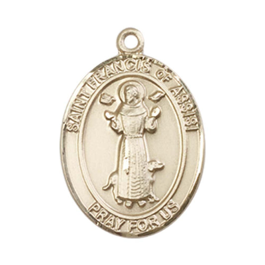 14kt Gold St. Francis of Assisi Medal - Medium