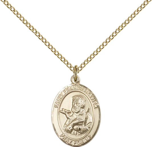 14kt Gold Filled St. Francis Xavier Pendant with 18 inch Gold Filled Light Curb Chain - Medium
