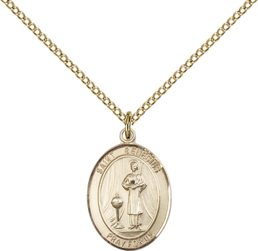 14kt Gold Filled St. Genesius of Rome Pendant with 18 inch Gold Filled Light Curb Chain - Medium