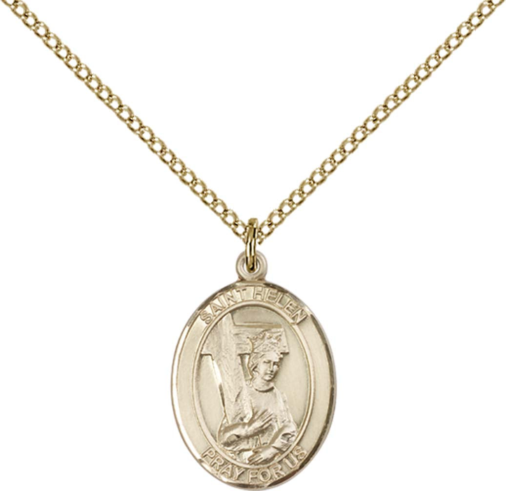 14kt Gold Filled St. Helen Pendant with 18 inch Gold Filled Light Curb Chain - Medium