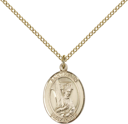 14kt Gold Filled St. Helen Pendant with 18 inch Gold Filled Light Curb Chain - Medium