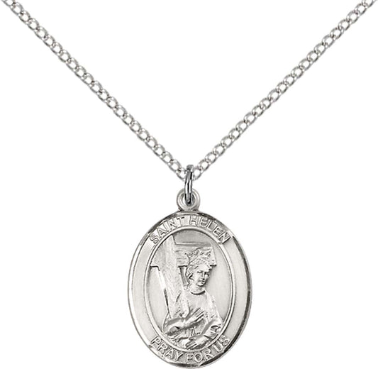 Sterling Silver St. Helen Pendant with 18 inch Sterling Silver Light Curb Chain - Medium