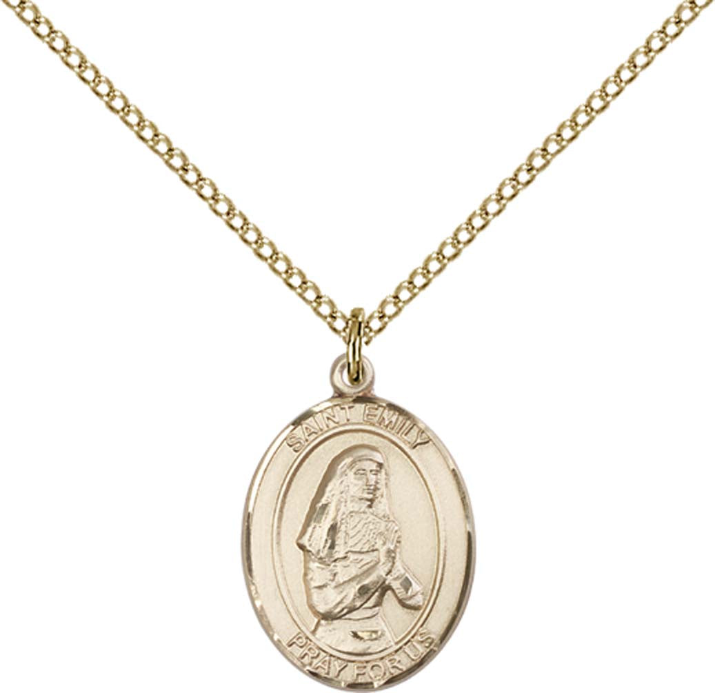 14kt Gold Filled St. Emily De Vialar Pendant with 18 inch Gold Filled Light Curb Chain - Medium
