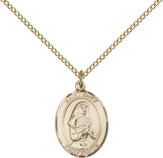 14kt Gold Filled St. Emily De Vialar Pendant with 18 inch Gold Filled Light Curb Chain - Medium