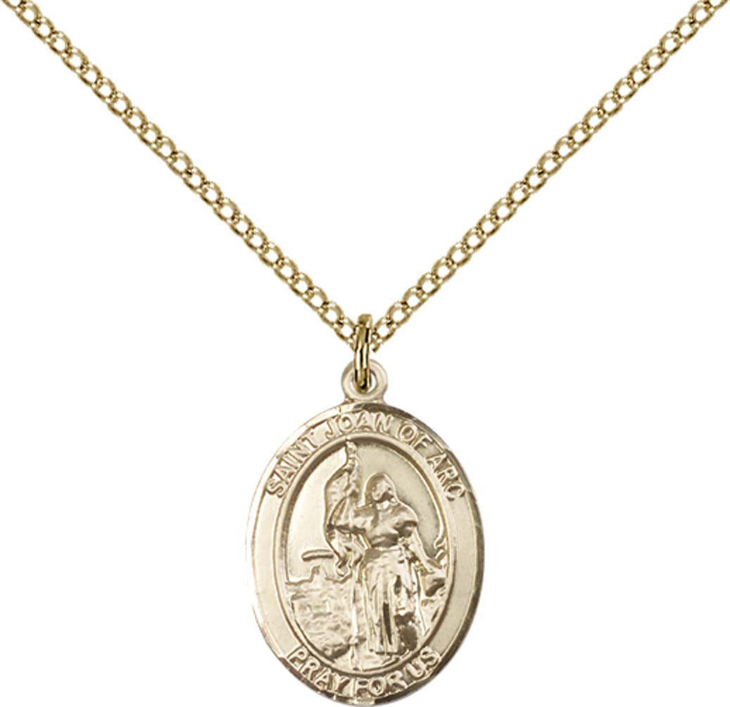 14kt Gold Filled St. Joan of Arc Pendant with 18 inch Gold Filled Light Curb Chain - Medium