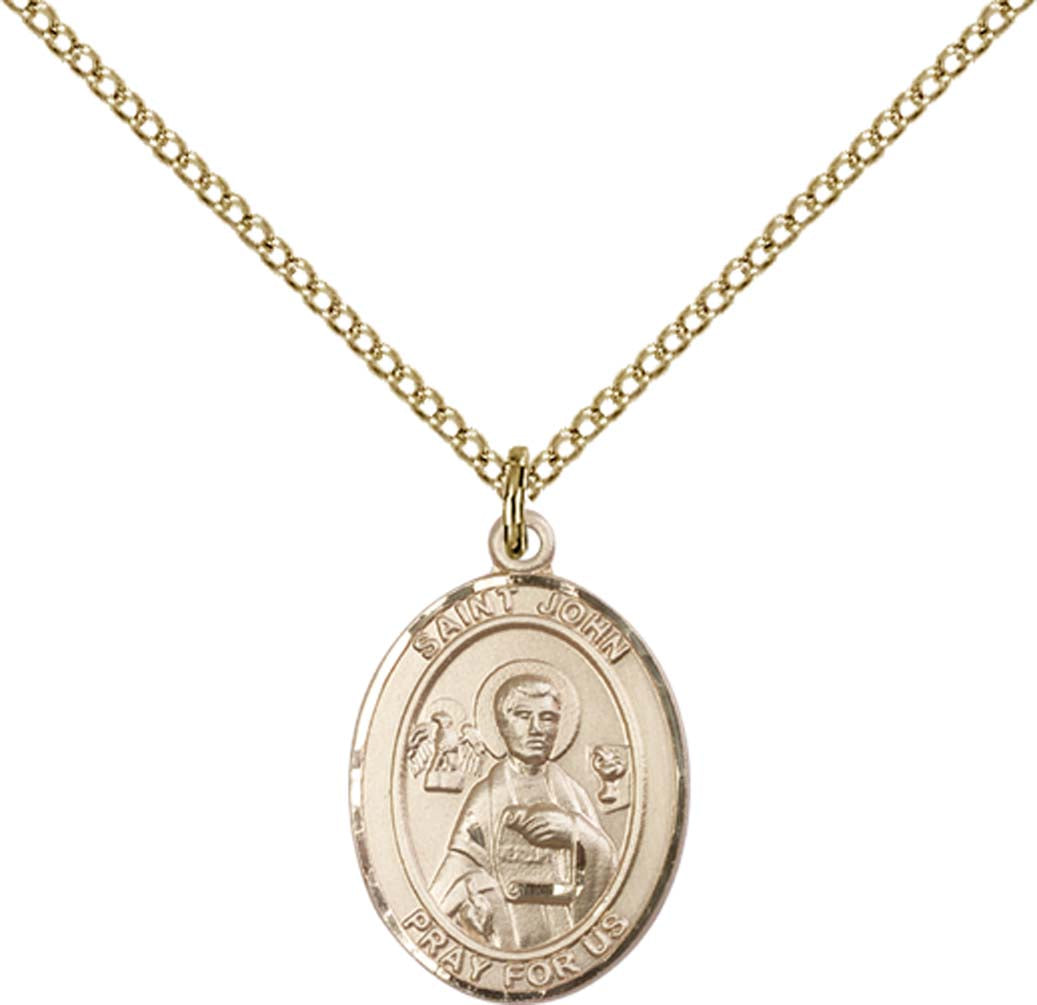14kt Gold Filled St. John the Apostle Pendant with 18 inch Gold Filled Light Curb Chain - Medium