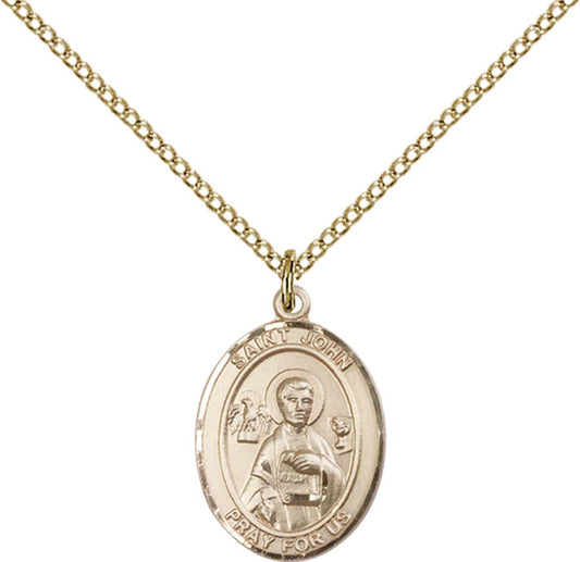 14kt Gold Filled St. John the Apostle Pendant with 18 inch Gold Filled Light Curb Chain - Medium