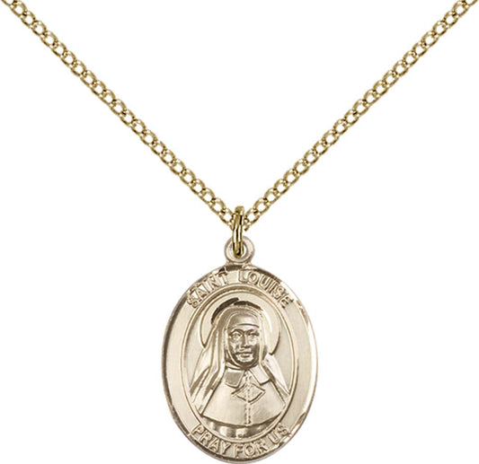14kt Gold Filled St. Louise De Marillac Pendant with 18 inch Gold Filled Light Curb Chain - Medium