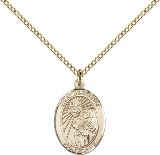 14kt Gold Filled St. Margaret Mary Alacoque Pendant with 18 inch Gold Filled Light Curb Chain - Medium