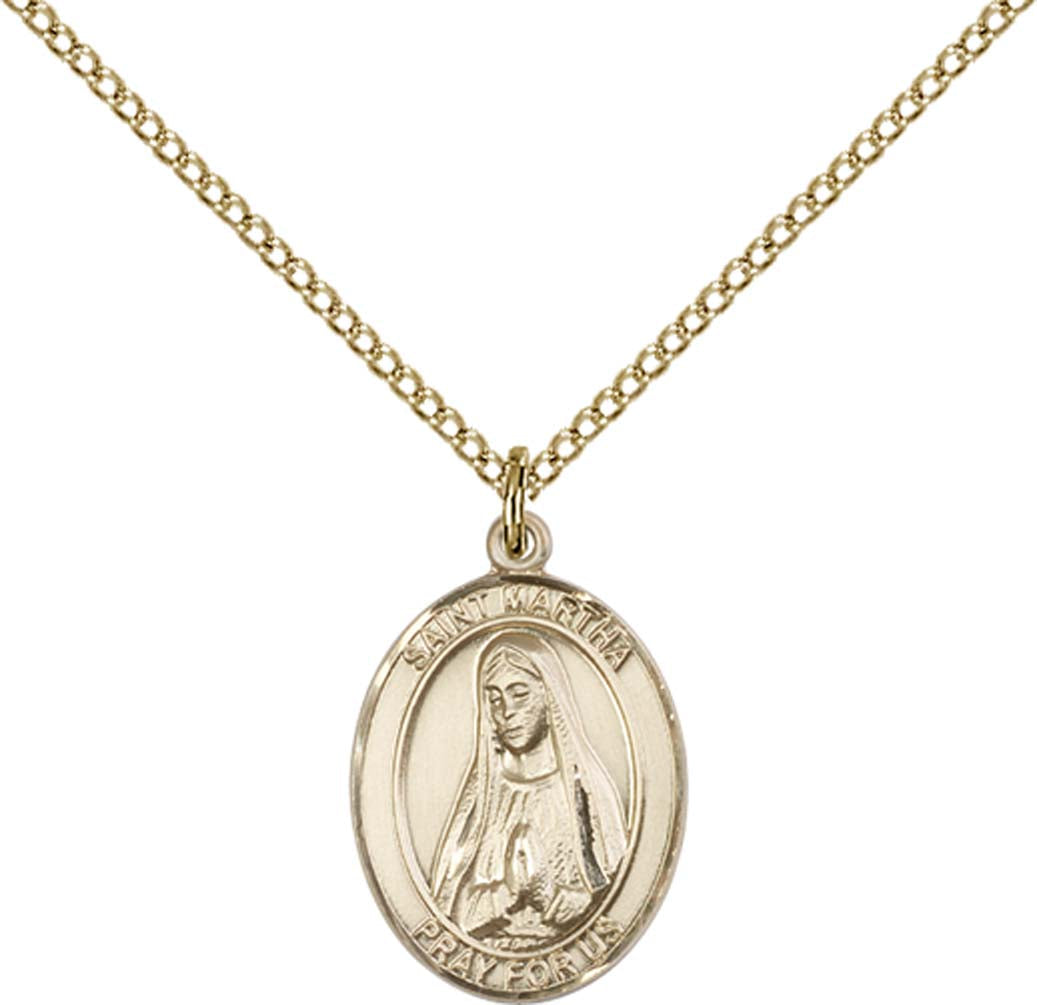 14kt Gold Filled St. Martha Pendant with 18 inch Gold Filled Light Curb Chain - Medium