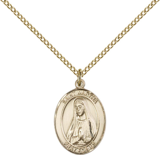 14kt Gold Filled St. Martha Pendant with 18 inch Gold Filled Light Curb Chain - Medium