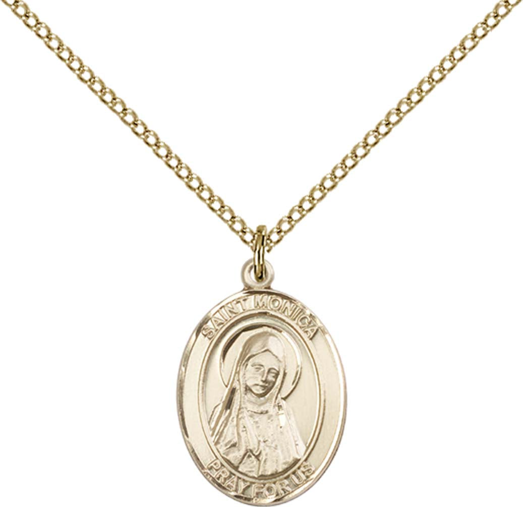 14kt Gold Filled St. Monica Pendant with 18 inch Gold Filled Light Curb Chain - Medium