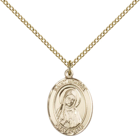 14kt Gold Filled St. Monica Pendant with 18 inch Gold Filled Light Curb Chain - Medium