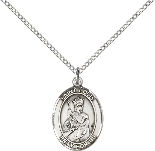 Sterling Silver St. Louis Pendant with 18 inch Sterling Silver Light Curb Chain - Medium
