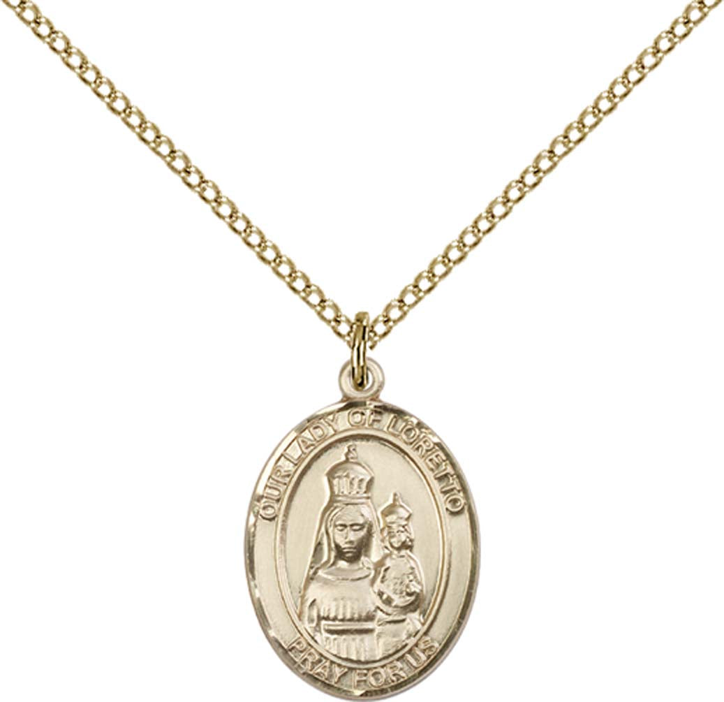 14kt Gold Filled O/L of Loretto Pendant with 18 inch Gold Filled Light Curb Chain - Medium