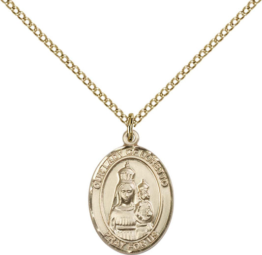 14kt Gold Filled O/L of Loretto Pendant with 18 inch Gold Filled Light Curb Chain - Medium