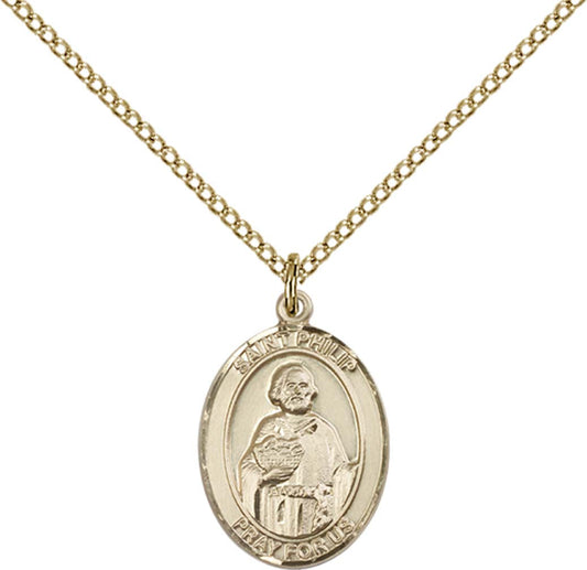 14kt Gold Filled St. Philip the Apostle Pendant with 18 inch Gold Filled Light Curb Chain - Medium