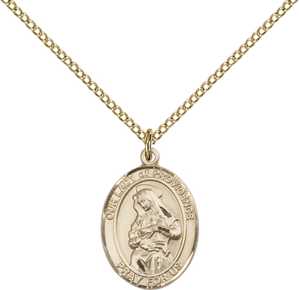 14kt Gold Filled O/L of Providence Pendant with 18 inch Gold Filled Light Curb Chain - Medium