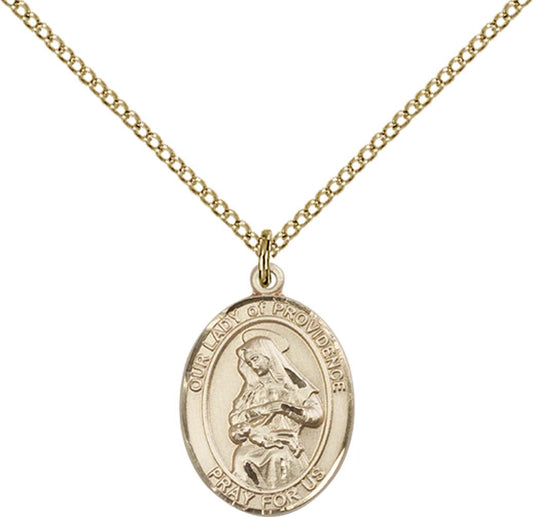 14kt Gold Filled O/L of Providence Pendant with 18 inch Gold Filled Light Curb Chain - Medium