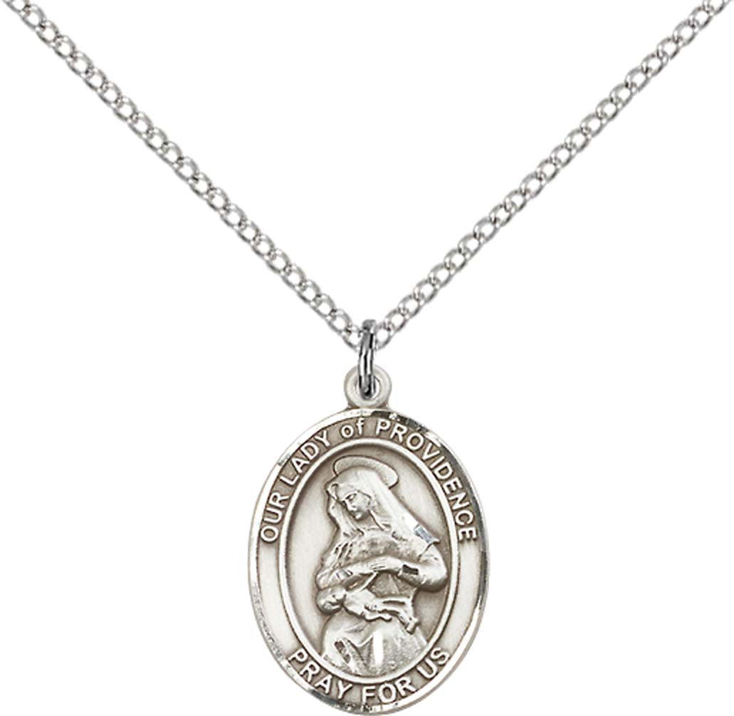 Sterling Silver O/L of Providence Pendant with 18 inch Sterling Silver Light Curb Chain - Medium