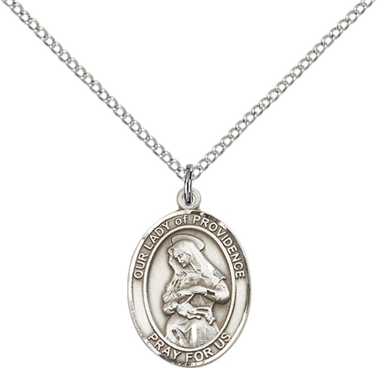 Sterling Silver O/L of Providence Pendant with 18 inch Sterling Silver Light Curb Chain - Medium