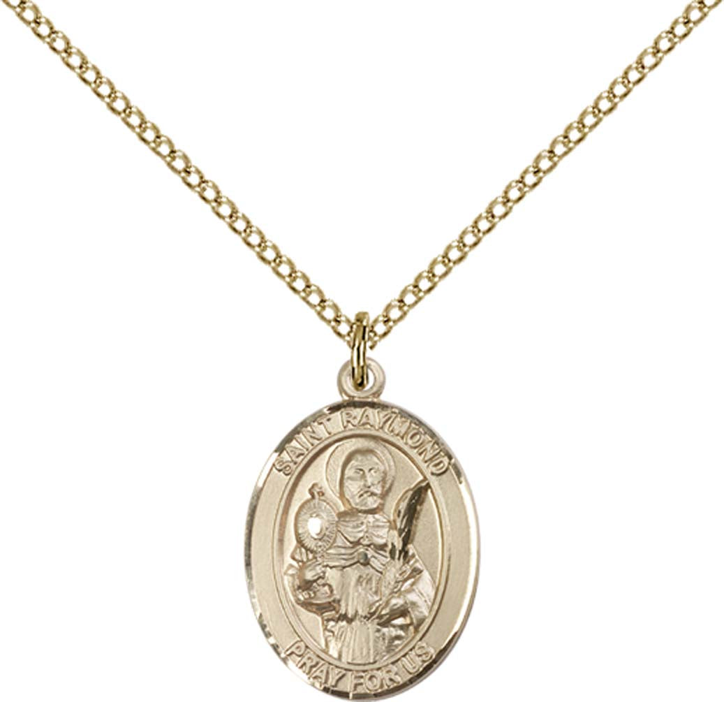 14kt Gold Filled St. Raymond Nonnatus Pendant with 18 inch Gold Filled Light Curb Chain - Medium
