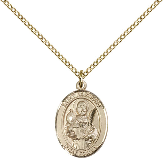 14kt Gold Filled St. Raymond Nonnatus Pendant with 18 inch Gold Filled Light Curb Chain - Medium