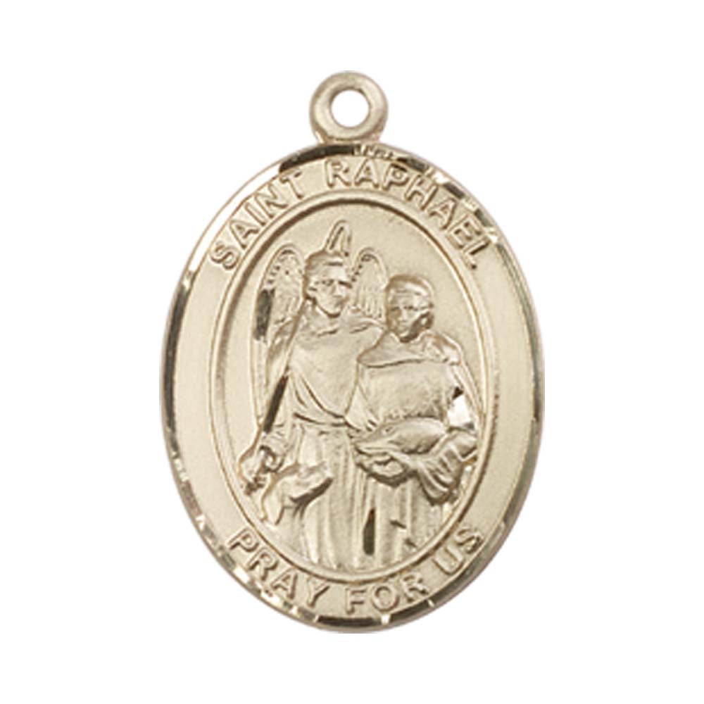14kt Gold St. Raphael the Archangel Medal - Medium
