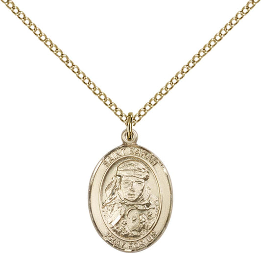 14kt Gold Filled St. Sarah Pendant with 18 inch Gold Filled Light Curb Chain - Medium