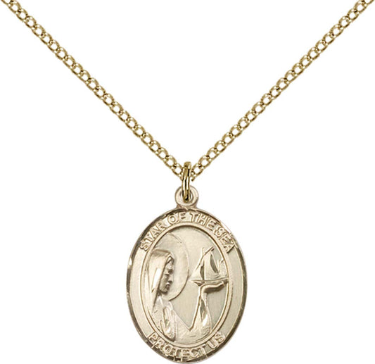 14kt Gold Filled O/L Star of the Sea Pendant with 18 inch Gold Filled Light Curb Chain - Medium