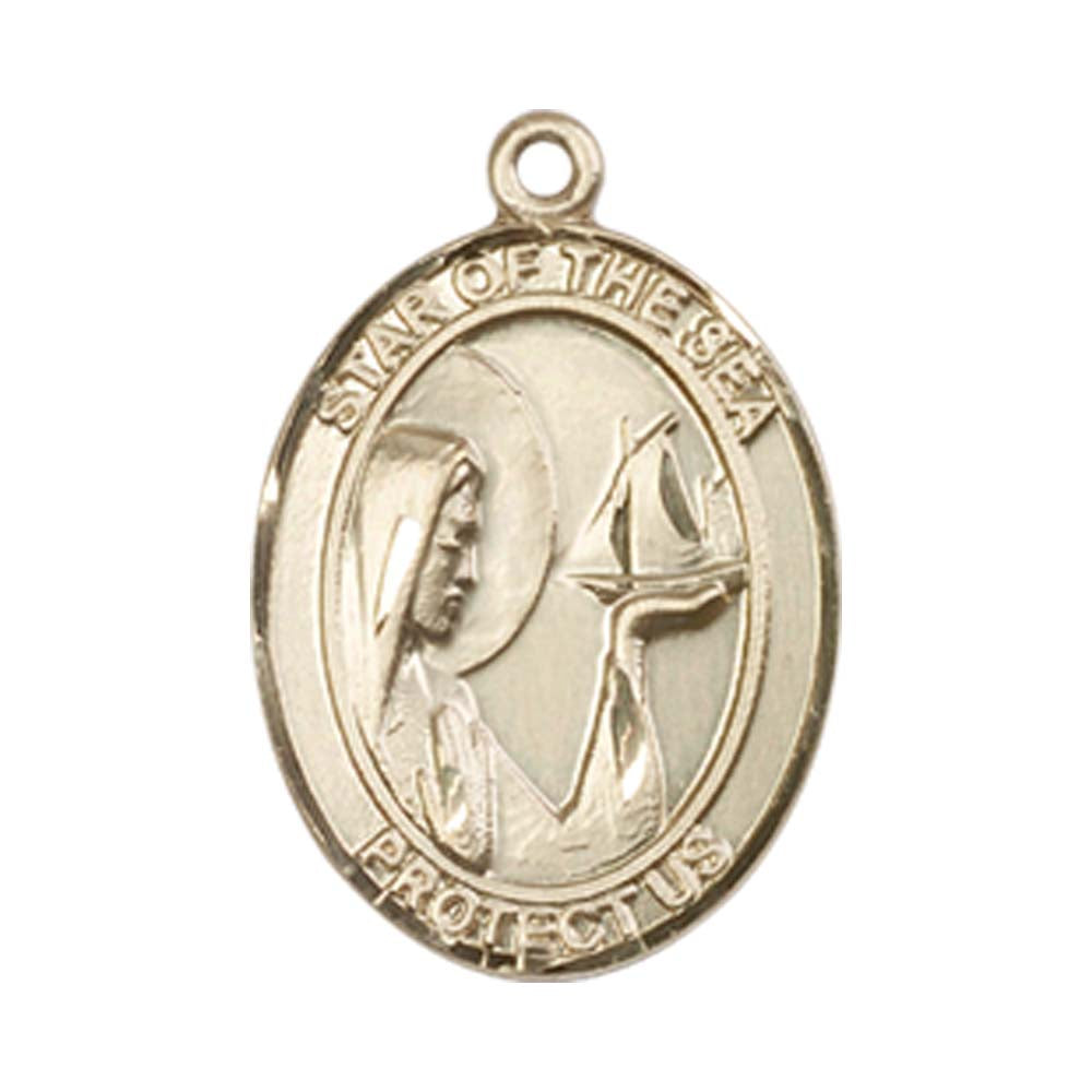 14kt Gold O/L Star of the Sea Medal - Medium