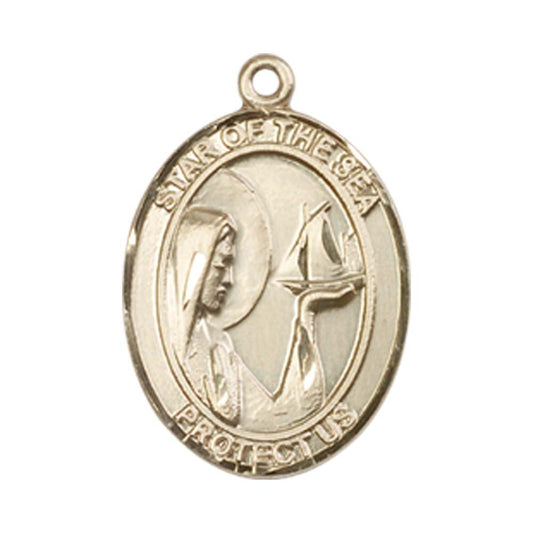 14kt Gold O/L Star of the Sea Medal - Medium