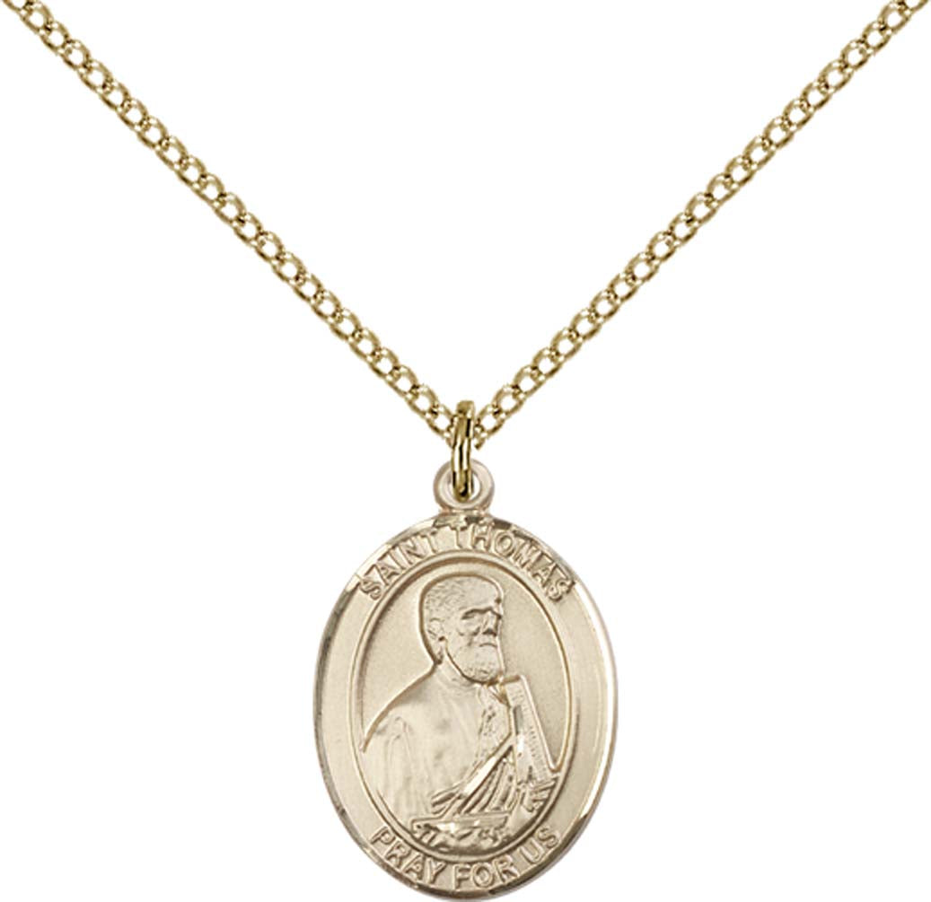 14kt Gold Filled St. Thomas the Apostle Pendant with 18 inch Gold Filled Light Curb Chain - Medium