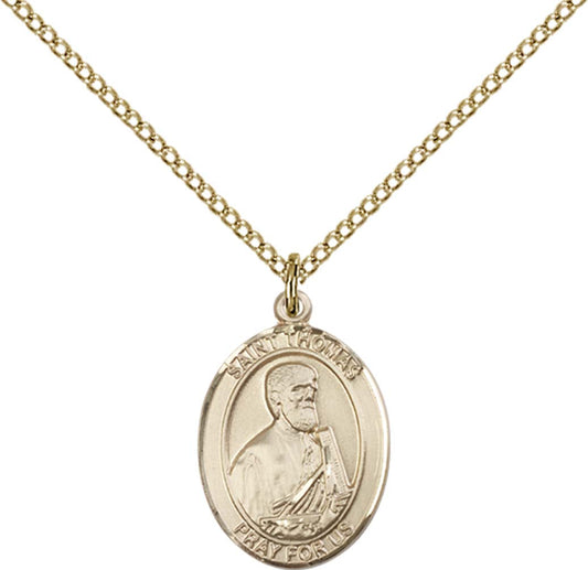 14kt Gold Filled St. Thomas the Apostle Pendant with 18 inch Gold Filled Light Curb Chain - Medium