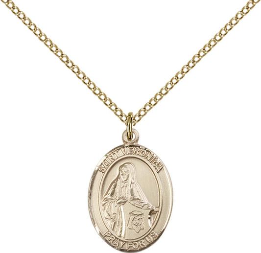 14kt Gold Filled St. Veronica Pendant with 18 inch Gold Filled Light Curb Chain - Medium