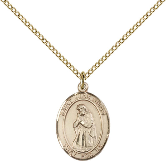 14kt Gold Filled St. Juan Diego Pendant with 18 inch Gold Filled Light Curb Chain - Medium