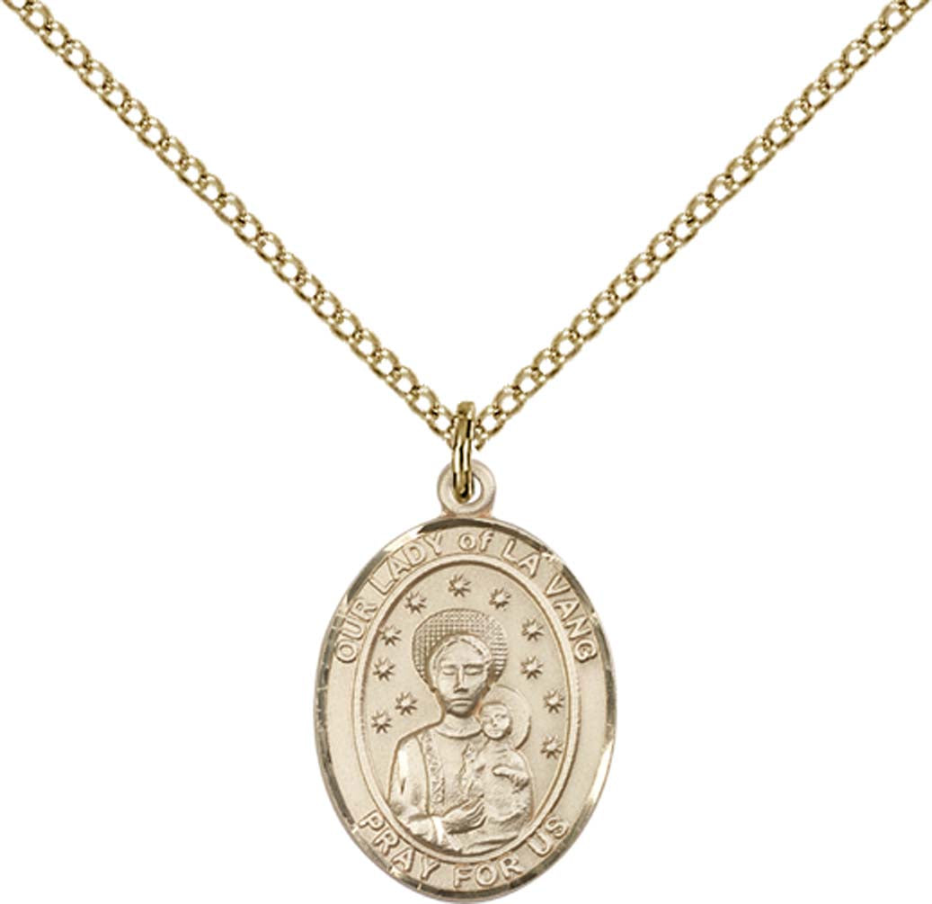 14kt Gold Filled O/L of La Vang Pendant with 18 inch Gold Filled Light Curb Chain - Medium