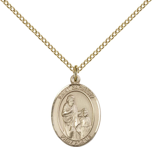 14kt Gold Filled St. Zachary Pendant with 18 inch Gold Filled Light Curb Chain - Medium