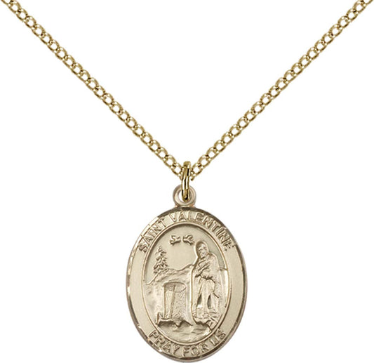 14kt Gold Filled St. Valentine of Rome Pendant with 18 inch Gold Filled Light Curb Chain - Medium