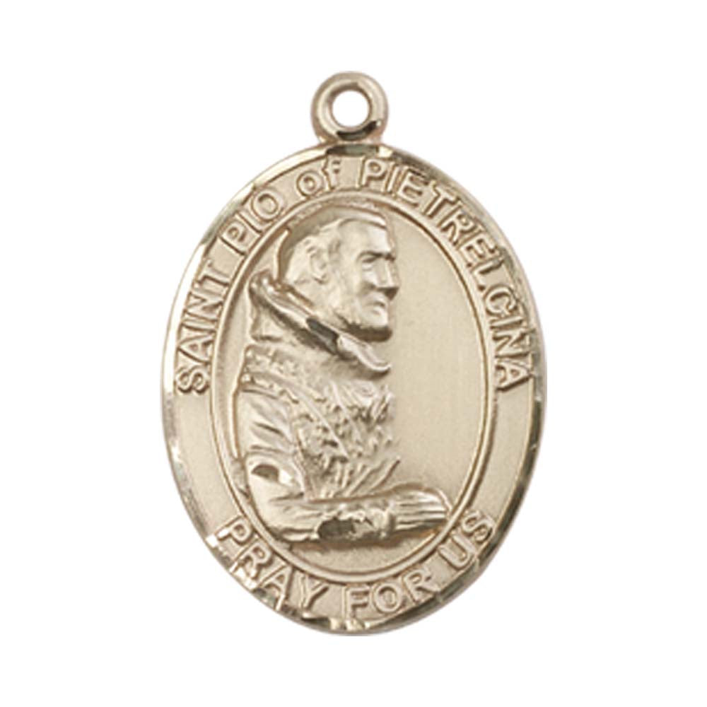14kt Gold St. Pio of Pietrelcina Medal - Medium