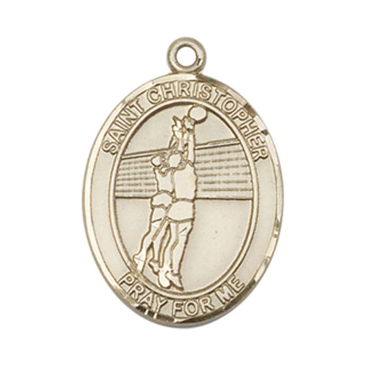 14kt Gold St. Christopher/Volleyball Medal - Medium