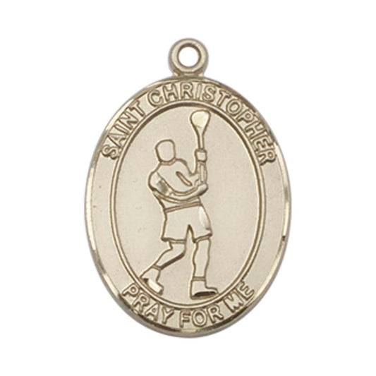 14kt Gold St. Christopher/Lacrosse Medal - Medium