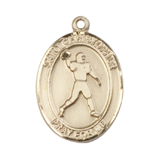 14kt Gold St. Christopher/Football Medal