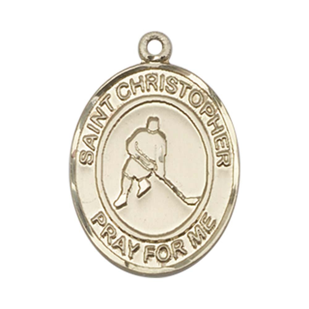 14kt Gold St. Christopher/Ice Hockey Medal - Medium